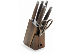 Набор из 5 ножей Rondell 984-RDA  c ножницами на деревянной подставке Glaymore(BN), коричневый