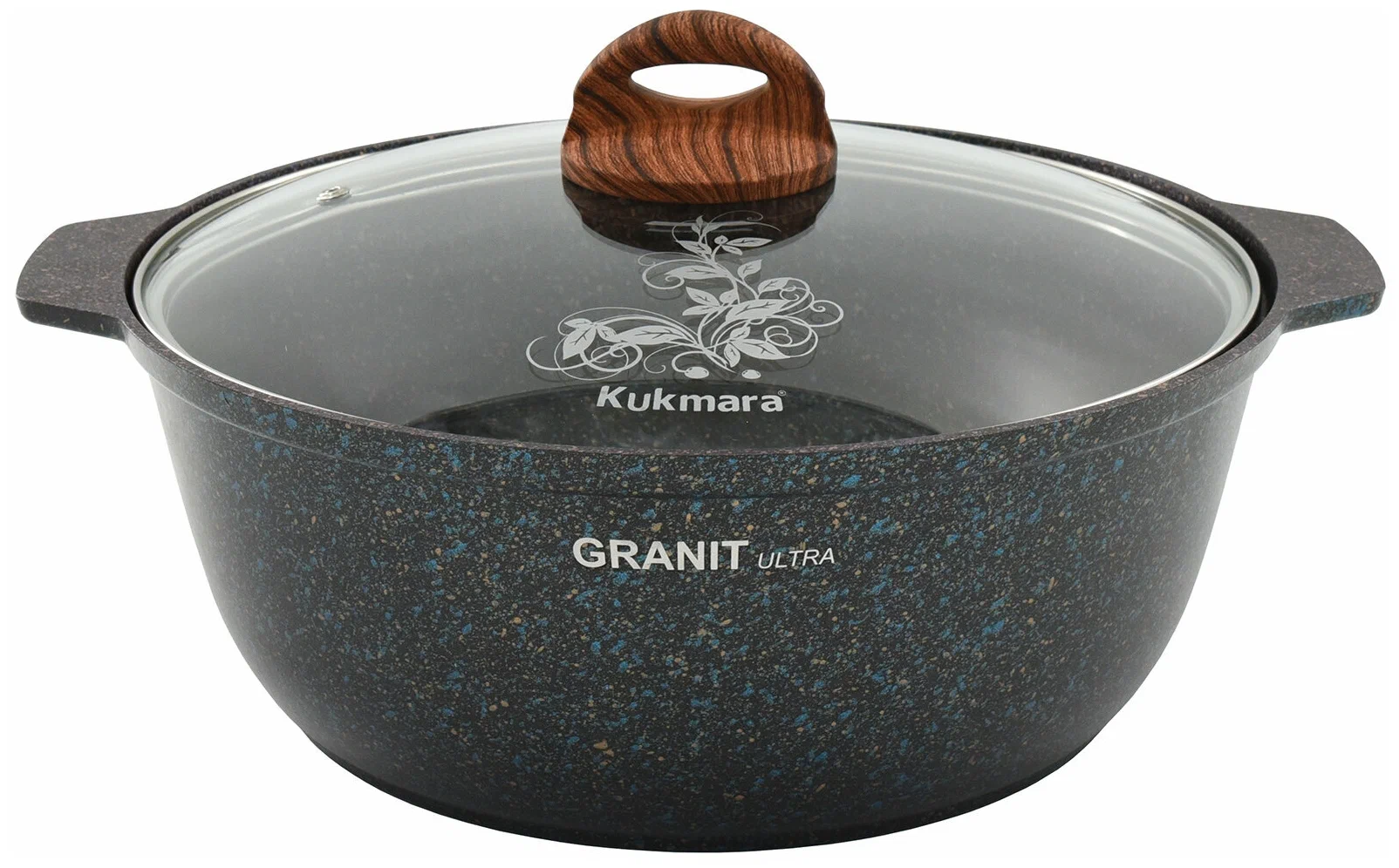 Kukmara Кастрюля-жаровня 28см 5л со стек. крышко, АП линии "Granit ultra" (blue) жгг52а