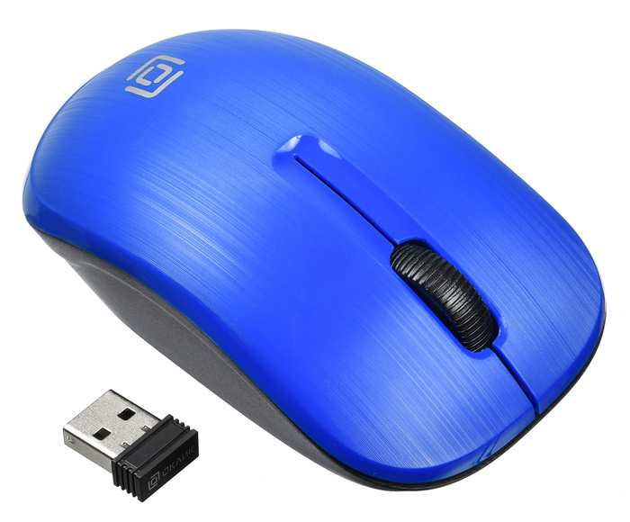 Мышь Oklick 525MW черный/синий оптическая (1000dpi) беспроводная USB для ноутбука (3but)