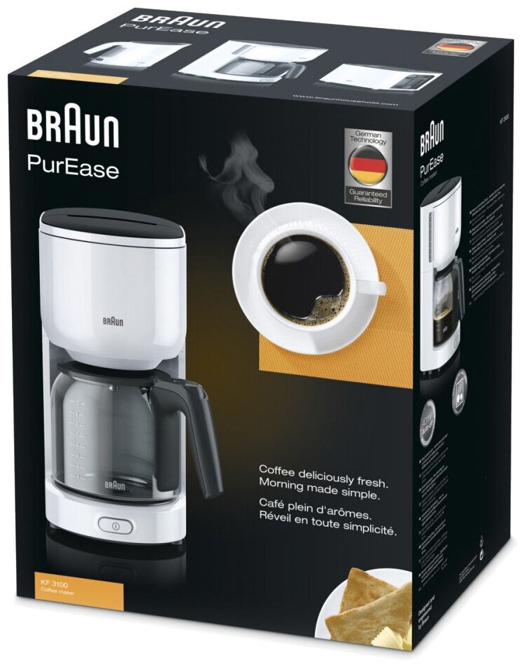 Капельная кофеварка Braun KF3100 WH PurEase, белый