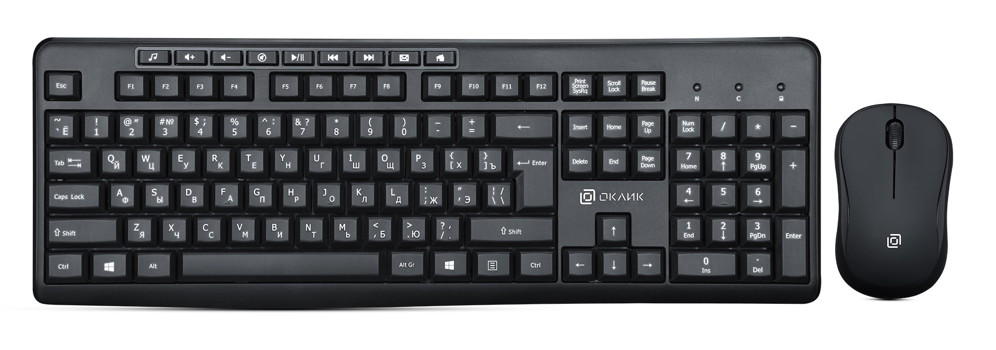 Клавиатура+мышь Oklick 225M клав:черный мышь:черный USB беспроводная