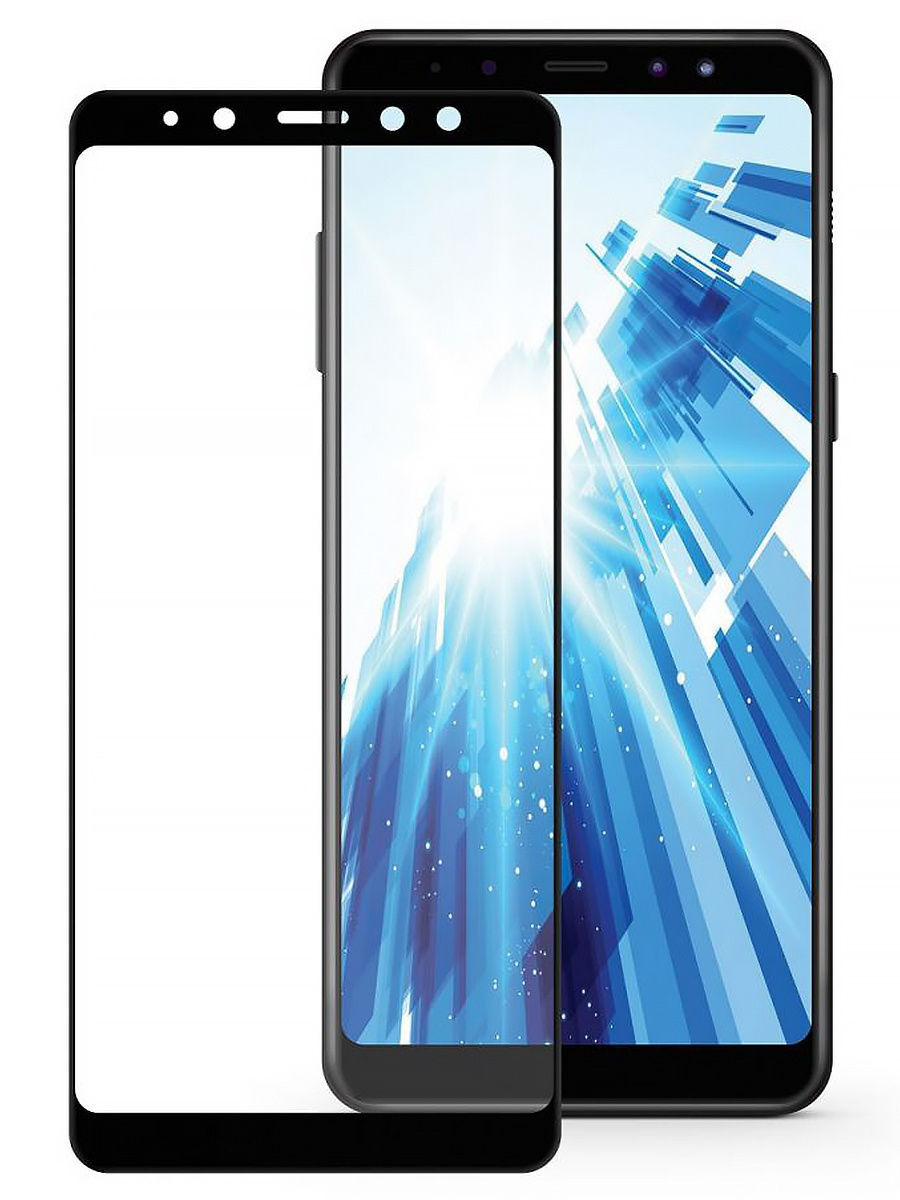 Защитное стекло Samsung Galaxy A8 Plus 5D в техпакете черное