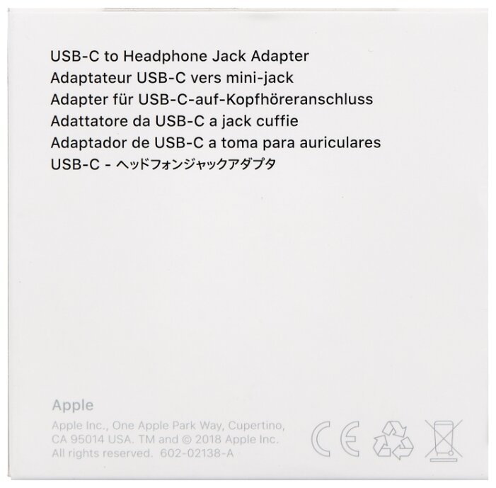Адаптер  APPLE USB-C to 3.5 mm Headphone Jack Adapter(MU7E2ZM/A)