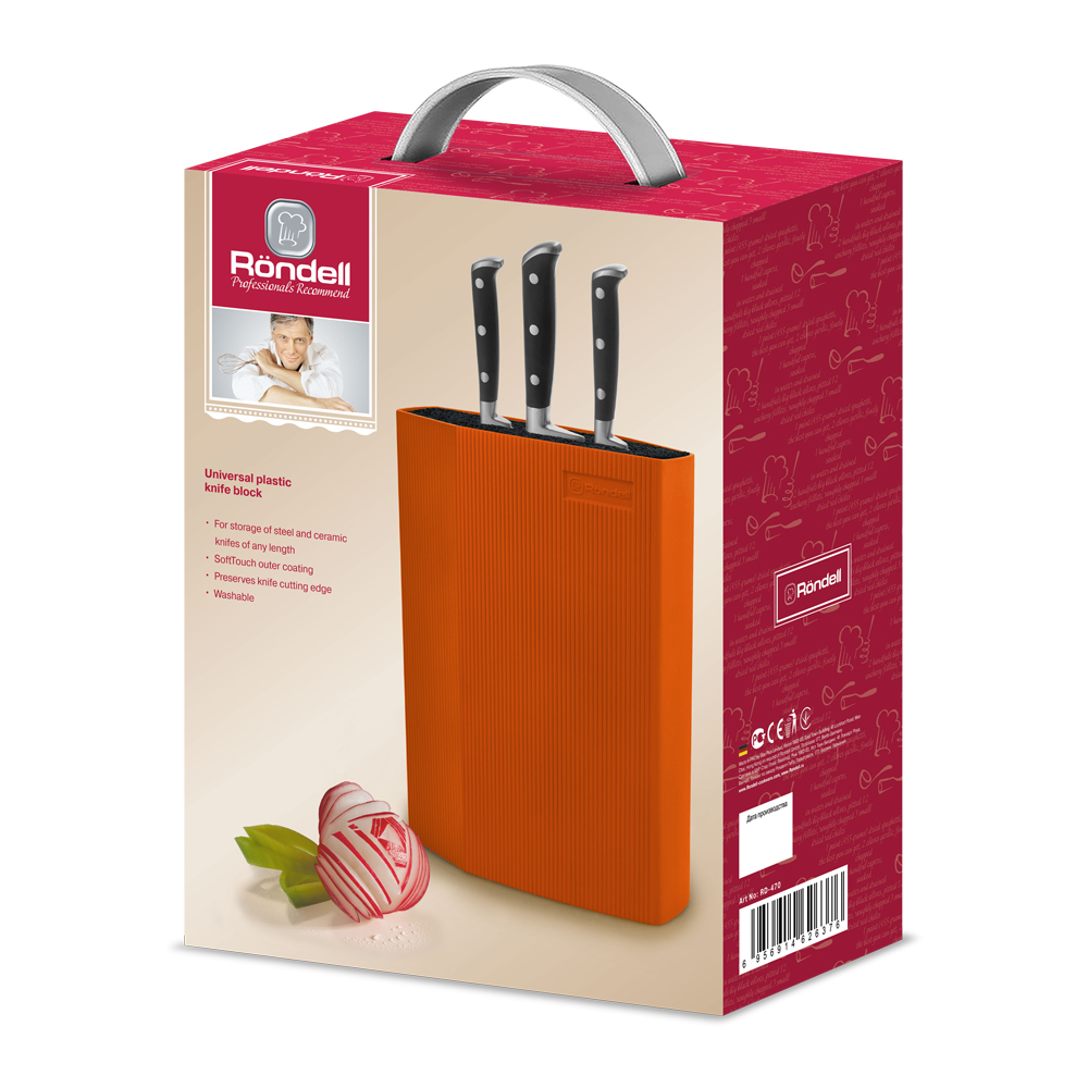 Универсальная пластиковая подставка для ножей Rondell 470-RD оранжевый