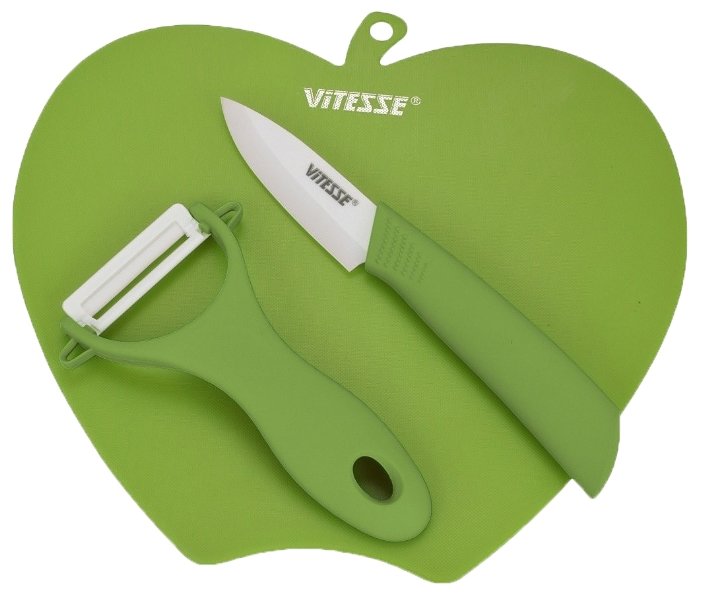 Набор Vitesse Classic 1 нож, овощечистка и разделочная доска VS-8132, красный