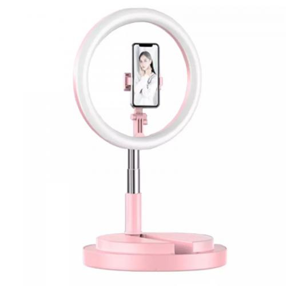 Кольцевая лампа Live Beauty G2 розовая 26см (выдвижная 1,5м)