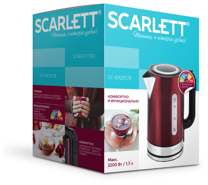 Чайник Scarlett SC-EK21S78, красный